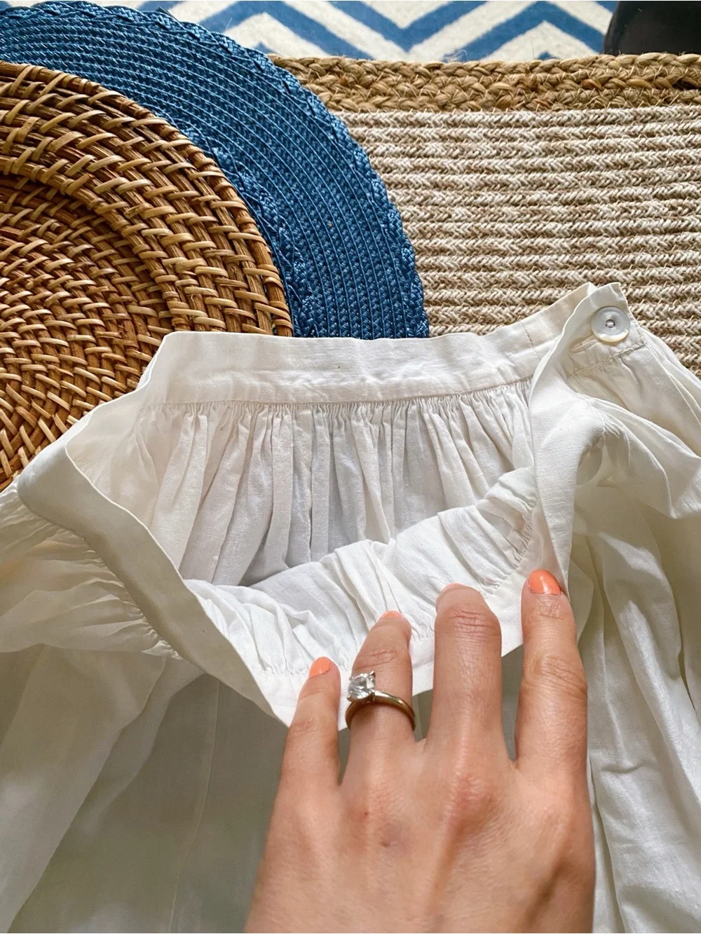 BOHO Women's Off-White Maxi Skirt with Embroidered Panels! 🐚